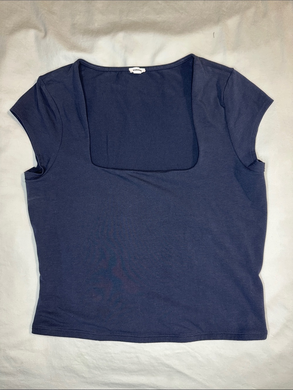 Garage Navy Square Neck Short Sleeve Top - XL